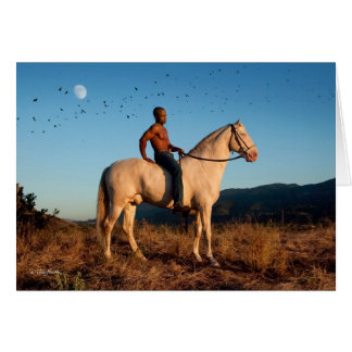 Bird Moon Man Horse Card