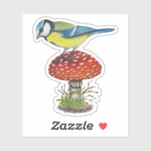 Bird Mushroom Herfst Bos Illustratie Botanisch