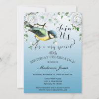 Bird Nature Anniversaire Fête Invitation Floral Bl