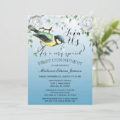 Bird Nature Première Communion Invitation Floral B (Debout devant)