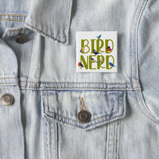 Bird Nerd Bird Watching Vierkante Button 5,1 Cm (In situ)