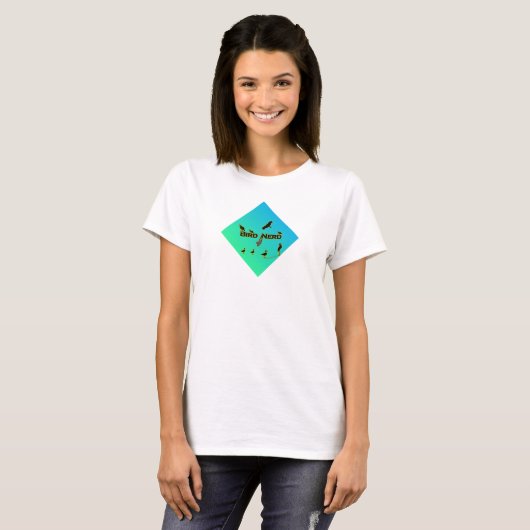 Bird Nerd Blue Green Ombre T-Shirt (Voorkant volledig)