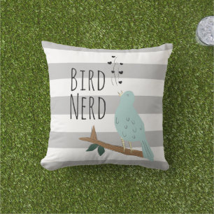 Bird Nerd Striped OutdoorPillow Buitenkussen