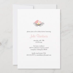 Bird Nest Baby shower Invitation Kaart