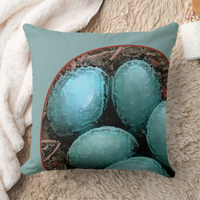 Bird Nest Blue Robin Eggs Kussen (Deken)