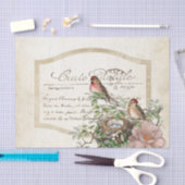 Bird Nest Gold Floral Carte Postale French Script Tissuepapier (Craft)