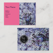 BIRD NEST, monogram, blauw wit roze Visitekaartje (Voorkant / Achterkant)