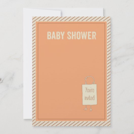 Bird Nest Oranje Baby shower Uitnodiging (Achterkant)