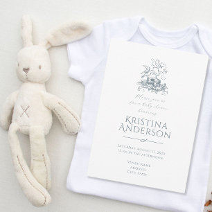  Bird Nest QR Code Baby shower Kaart