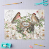Bird Nest Roos Flower Postmark Spring Decoupage Tissuepapier (Craft)
