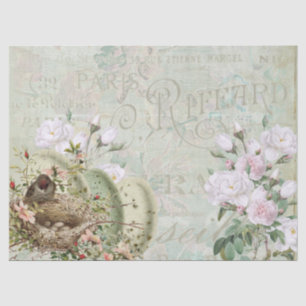 Bird Nest Roos French Script Decoupage Big Tissuepapier