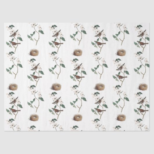 Bird Nest White Flowering Dogwood  Pattern Tissuepapier (Voorkant)