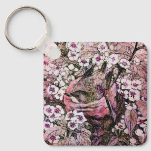 BIRD NEST, wit rood roze Sleutelhanger