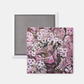 BIRD NEST, wit rood roze violet Magneet (Voorkant / Achterkant)