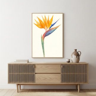 Bird of Paradise Bloemen Waterverf Kunst Poster