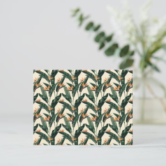 Bird of Paradise Botanical Pattern Junk Journal Briefkaart (Staand voorkant)