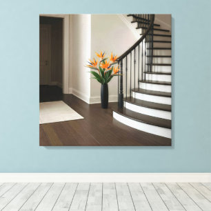 Bird of Paradise Floral Arrangement door een trap Canvas Afdruk