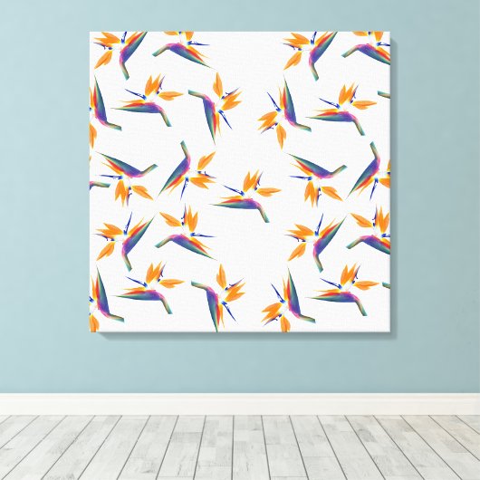 Bird of paradise flower pattern canvas afdruk (Insitu (Houten vloer))