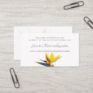 Bird of paradise Flower Wedding Website Visitekaartje