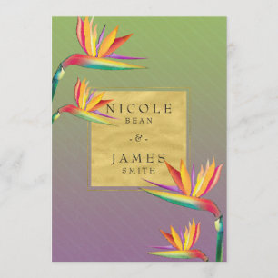 Bird of Paradise Goud Paars & Groen Huwelijk Kaart