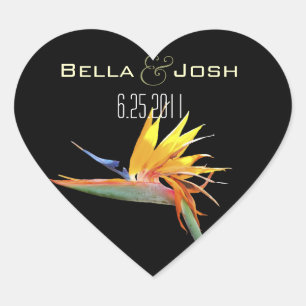Bird of Paradise Trouwstickers Hart Sticker