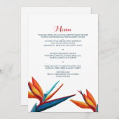 Bird of Paradise Watercolor Menu Mariage (Devant / Derrière)