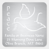 Bird of Peace Faux Silver Foil Retouradres Vierkante Sticker (Voorkant)
