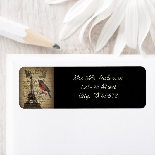 Bird Paris Eiffeltoren Bruiloft Etiket (Insitu)