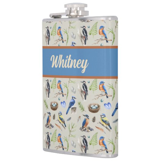 Bird Pattern Kingfisher, Blue Jay, Woodpecker Name Heupfles (Links)