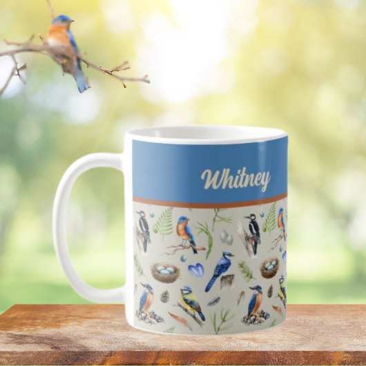Bird Pattern Kingfisher, Blue Jay, Woodpecker Name Koffiemok