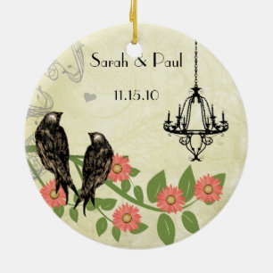 Bird Peach Koral Photo Chandelier Keramisch Ornament