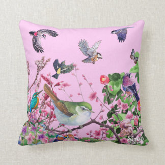 bird pink kussen