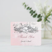 Bird Pink Musical Scroll Weddenschap Bedankt (Staand voorkant)