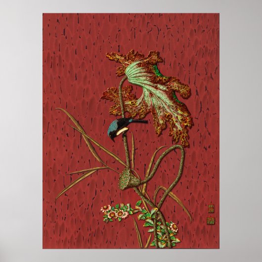 Bird & Plant Janpanese sierkunst Poster (Voorkant)