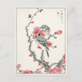 Bird Plum Tree  Antiek Japans kunstwerk Briefkaart (Voorkant)