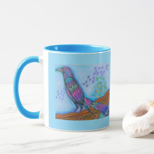 Bird Print Coffee Mok met geweldige staartgrackle (Met donut)