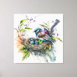 Bird Print Nursery Art - Stretted Canvas Print