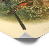 Bird Red Green Brown Print (Hoek)