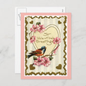  Bird Roze Valentijn Briefkaart (Voorkant / Achterkant)
