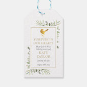 Bird Seed Package Greenery Funeral Memorial Cadeaulabel (Achterkant)