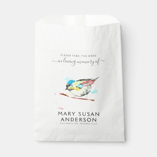 Bird Seed Packet Memorial Funeral Favor Bag Bedankzakje (Voorkant)