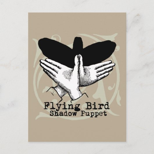 Bird Shadow Puppet Hand Vintage Briefkaart (Voorkant)