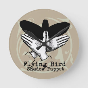 Bird Shadow Puppet Hand Vintage Ronde Klok