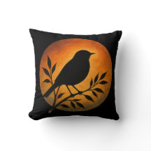 Bird Silhouette Over Full Moon