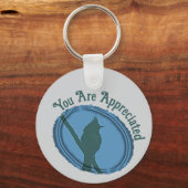 Bird Silhouette Waardering Blauw Grijs Dank u Sleutelhanger (Voorkant)