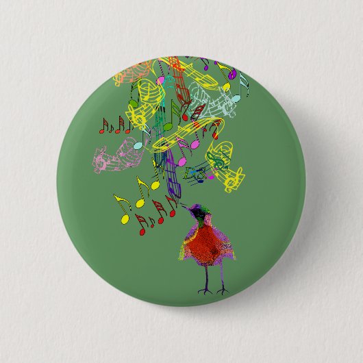 Bird Singing Ronde Button 5,7 Cm (Voorkant)