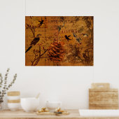 Bird Song Kerstmis Poster (Keuken)