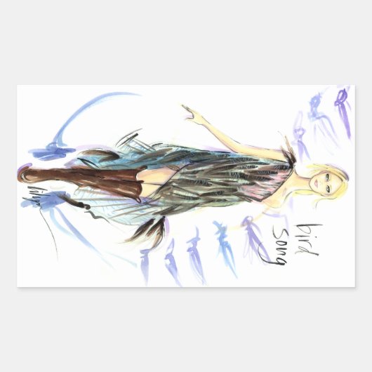 Bird Song Rechthoekige Sticker (Voorkant)