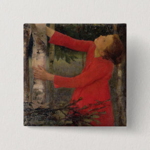 Bird Song Vierkante Button 5,1 Cm