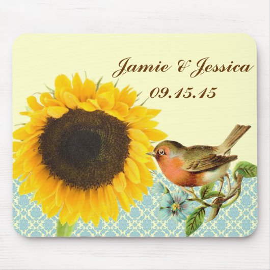 Bird Sunflower MousePad Muismat (Voorkant)